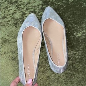 Pale gold pointed toe lane Bryant flats